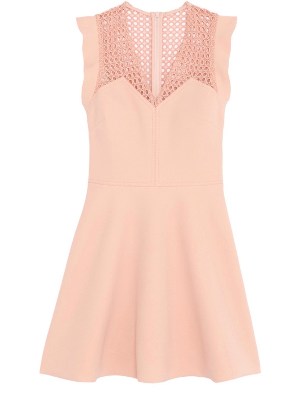 Sandro Peach Eyelet Mesh Fit & Flare Dress - Picture 1 of 5